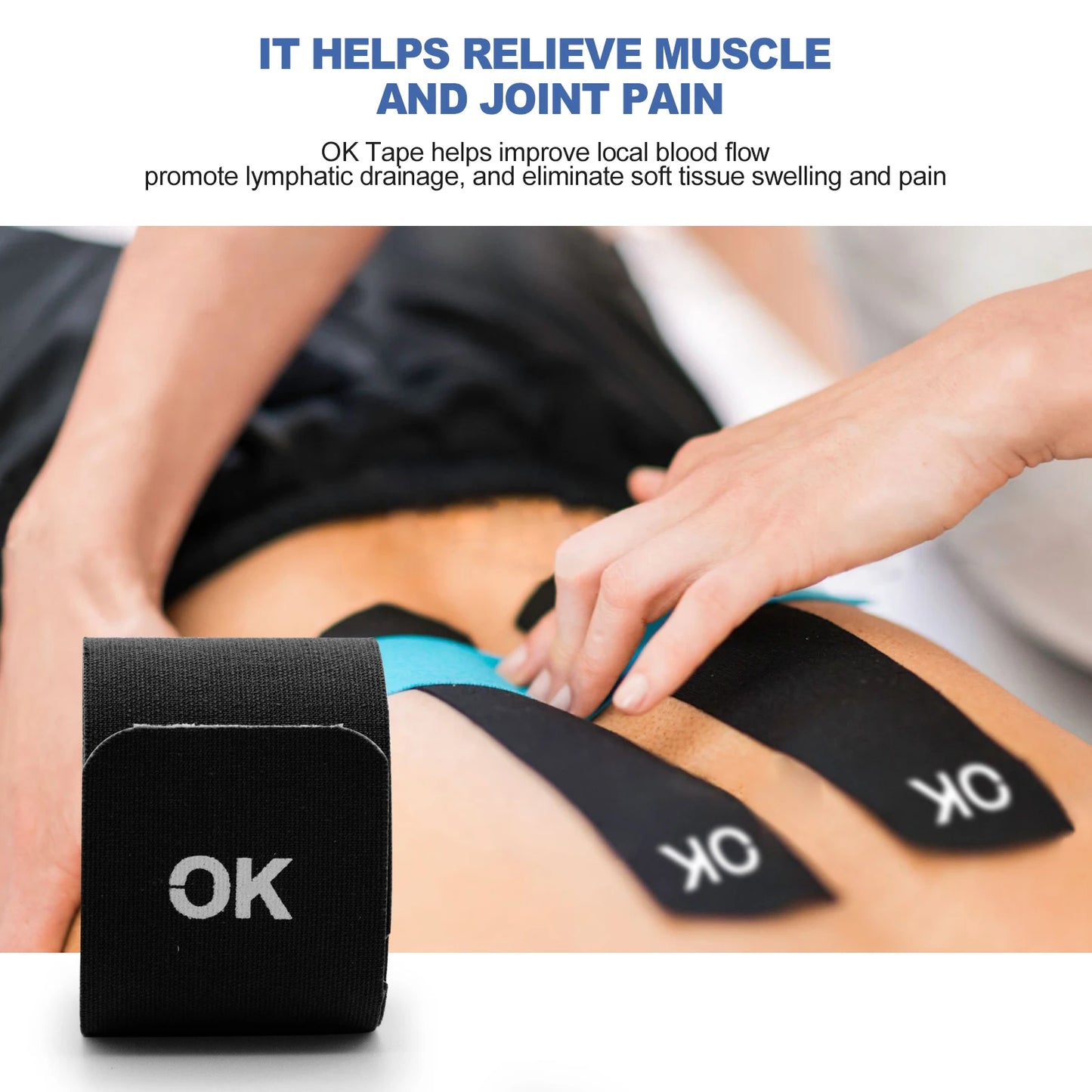 OK Tape 4-Pack Pre-Cut Kinesiology Tape - 20 Strips - Latex Free Sports & Ortho Injury Support, Stabilization, & Performance Enhancement - New