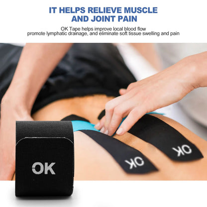 OK Tape 4-Pack Pre-Cut Kinesiology Tape - 20 Strips - Latex Free Sports & Ortho Injury Support, Stabilization, & Performance Enhancement - New