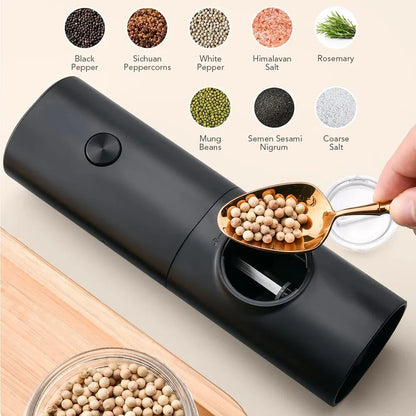 Electric Salt & Pepper Grinder 2-Piece Set - Adjustable Coarseness Refillable Mill - Battery Powered & Rechargeable