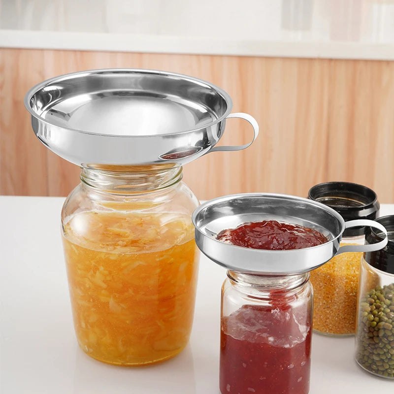 Stainless Steel Wide Mouth Canning Funnel Set of 2 - Multi-Use & Mess-Free
