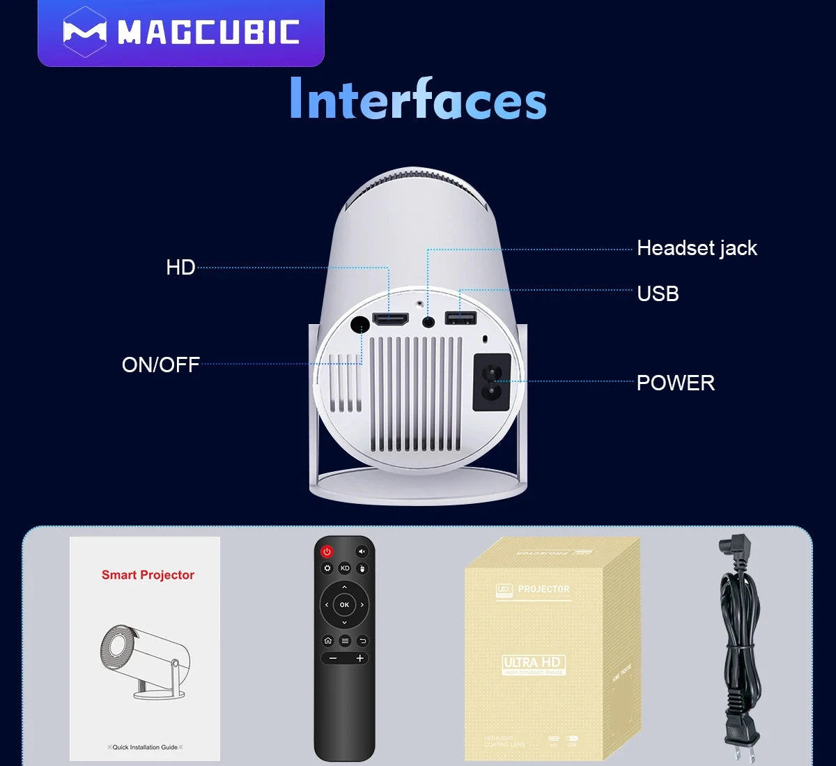 Magcubic HY300 Pro 4K Projector - Android 11 Dual WiFi6 BT5.0 Home Cinema 260 ANSI Lumens -  4K Ultra HD Display - New