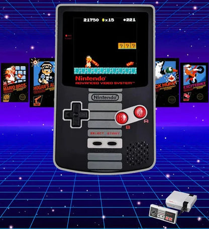 Nintendo Game Boy Color Video Game Console - BlackGray - NES Classic Edition - Backlit IPS Q5 Screen - Custom & Upgraded