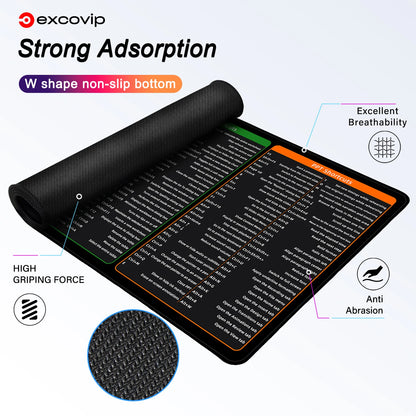Desk & Mouse Pad Keyboard Shortcut for Office Excel Word PPT - Large 27.5 x 11.8 inches