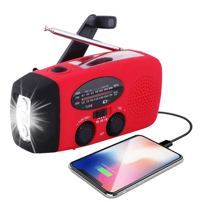 Solar Hand Crank Radio - FM AM WB NOAA Weather Radio 2000mAh, Multi-Functional Survival Tool