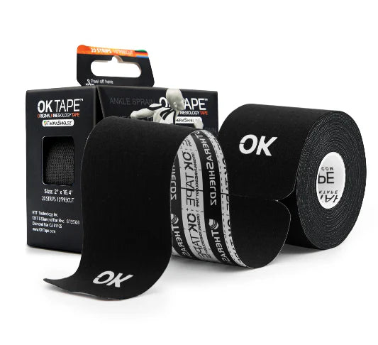 OK Tape 4-Pack Pre-Cut Kinesiology Tape - 20 Strips - Latex Free Sports & Ortho Injury Support, Stabilization, & Performance Enhancement - New