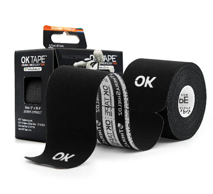 OK Tape 4-Pack Pre-Cut Kinesiology Tape - 20 Strips - Latex Free Sports & Ortho Injury Support, Stabilization, & Performance Enhancement - New