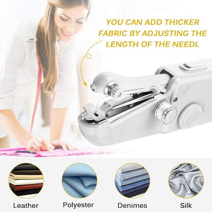 Portable Mini Handheld Sewing Machine - Battery Powered - White