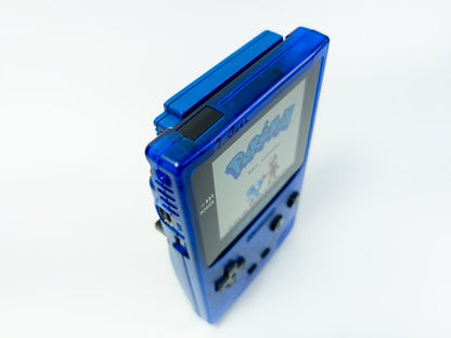 Nintendo Game Boy Color Video Game Console - Transparent Blue - Backlit TFT LCD Screen - Custom & Upgraded