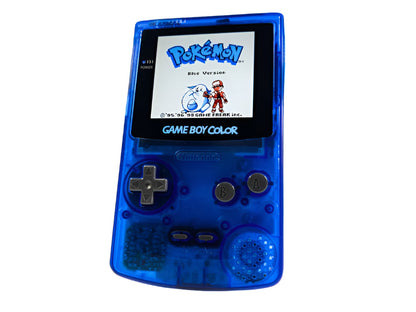 Nintendo Game Boy Color Video Game Console - Transparent Blue - Backlit TFT LCD Screen - Custom & Upgraded