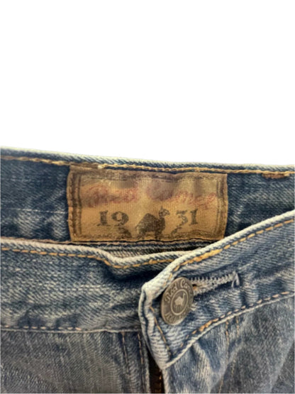 Red Camel Mens Jeans Distressed Denim Medium Wash Bootcut - Blue - 38X30 - Good