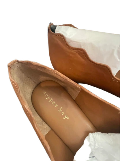 Copper Key Womens Flats Shoes Loveley leather Scalloped Brown Cara Luggage - Brown - 10W - Like New