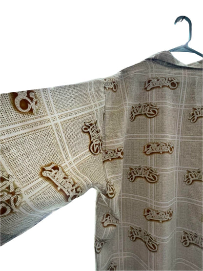 South Pole Mens Short Sleeve Button Down Shirt All-Over Print 82628 - Brown - XXL - Like New