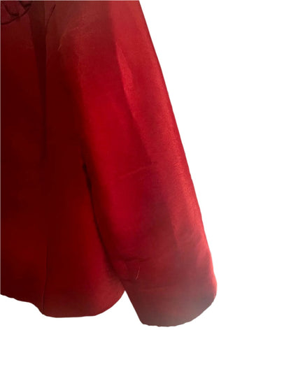 Nicolette Womens Blazer Ruffles Bedazzled Buttons Formal Casual - Red - 18 - Very Good