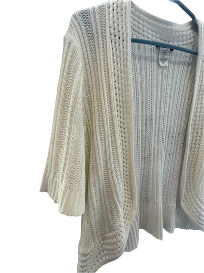 Intriguing Threads Womens Cardigan Half-Sleeve No Closure - White - 1X - Very Good