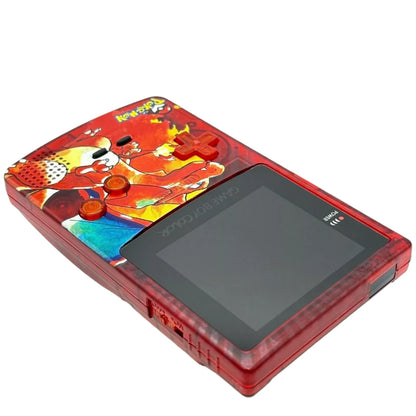 Nintendo Game Boy Color Console - Clear Red - Pokemon Charizard Edition - New Custom & Upgraded